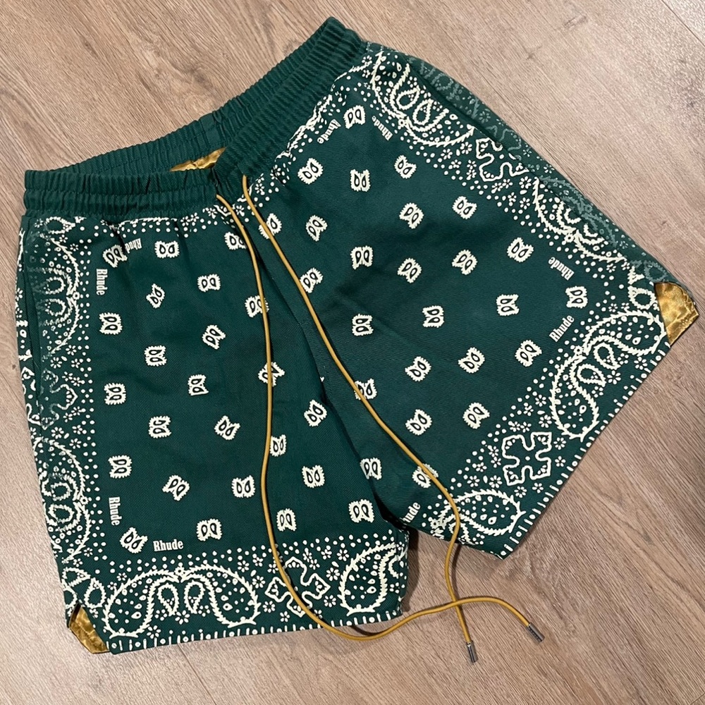 Rhude Paisely Bandana Print Drawstring Shorts Small